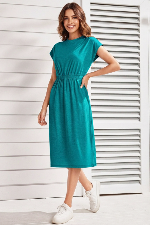 Rochie midi, cu mâneci scurte și talie elastică CALIMBRIA MINT, Culoare: mentă, IVET.RO - Reduceri de până la -80%