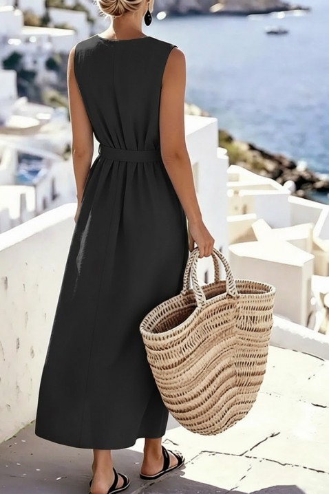 Rochie midi delicată, cu curea textilă și buzunare decorative JASMINIA BLACK, Culoare: negru, IVET.RO - Reduceri de până la -80%