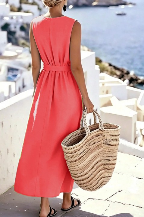 Rochie midi delicată, cu curea textilă și buzunare decorative JASMINIA RED, Culoare: roșu, IVET.RO - Reduceri de până la -80%