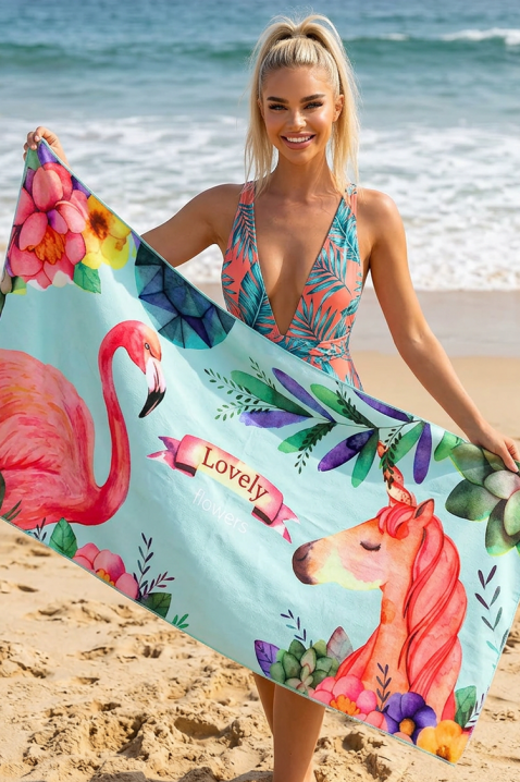 Prosop de plajă cu imprimeu tropical TROPICANIA 90х180 сm, Culoare: multicolor, IVET.RO - Reduceri de până la -80%