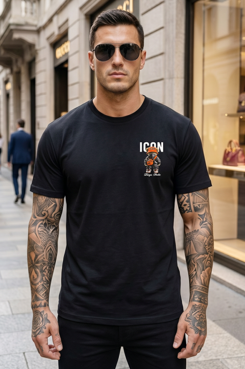 Tricou pentru bărbați cu un imprimeu spectaculos și un detaliu decorativ pe spate HOLANDERO BLACK, Culoare: negru, IVET.RO - Reduceri de până la -80%