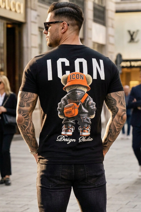 Tricou pentru bărbați cu un imprimeu spectaculos și un detaliu decorativ pe spate HOLANDERO BLACK, Culoare: negru, IVET.RO - Reduceri de până la -80%