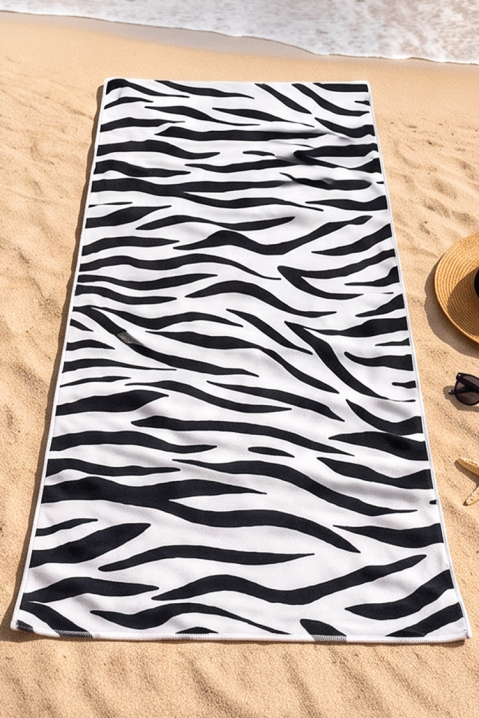 Prosop de plajă cu animal print ADELIANA 100×180 сm, Culoare: negru și alb, IVET.RO - Reduceri de până la -80%