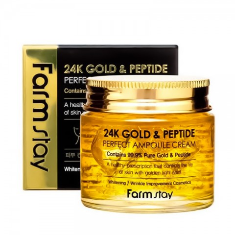 FarmStay 24K Gold & Peptide Perfect Ampoule Cream 80 mlIVET.RO - Reduceri de până la -80%