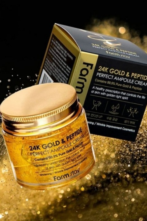 FarmStay 24K Gold & Peptide Perfect Ampoule Cream 80 mlIVET.RO - Reduceri de până la -80%