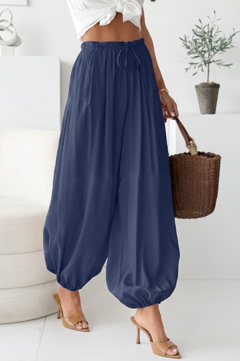 Pantaloni de vară pentru femei, model de tip balon, cu talie înaltă DALYNA NAVY, Culoare: bleumarin, IVET.RO - Reduceri de până la -80%