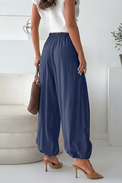 Pantaloni de vară pentru femei, model de tip balon, cu talie înaltă DALYNA NAVY, Culoare: bleumarin, IVET.RO - Reduceri de până la -80%