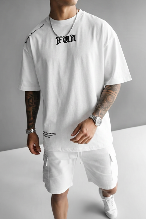 Tricou pentru bărbați cu inscripții decorative și croială lejeră MORTIK WHITE, Culoare: alb, IVET.RO - Reduceri de până la -80%