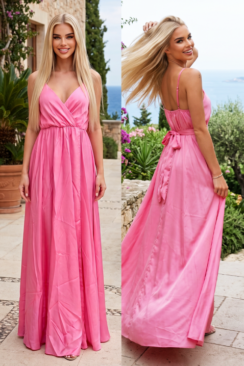 Rochie de vară elegantă cu talie accentuată și fustă vaporoasă KARIBEL, Culoare: roz, IVET.RO - Reduceri de până la -80%