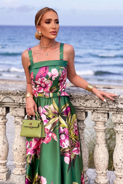 Rochie midi cu floral print, bretele late și fustă evazată ELVIRIA, Culoare: multicolor, IVET.RO - Reduceri de până la -80%