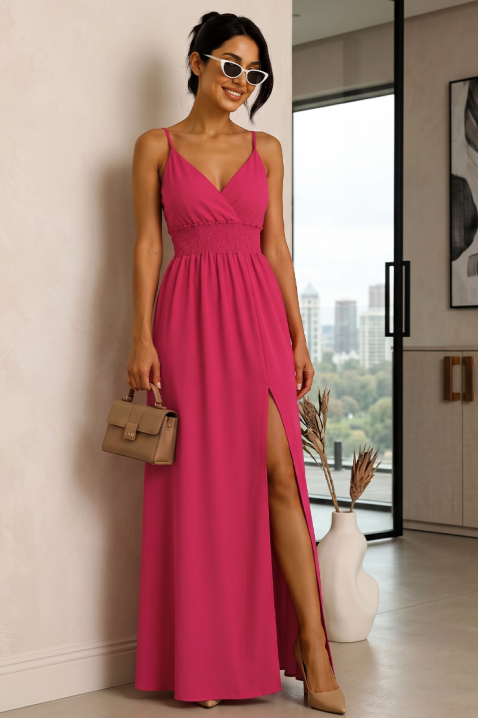 Rochie lungă de vară cu bretele subțiri și fantă laterală TINASIA FUCHSIA, Culoare: fuchsia, IVET.RO - Reduceri de până la -80%
