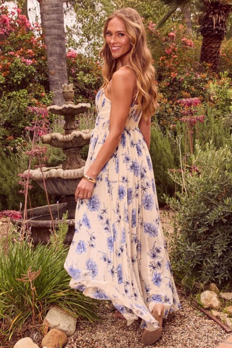 Rochie lungă cu bretele subțiri print floral și fustă vaporoasă MELORIALA, Culoare: multicolor, IVET.RO - Reduceri de până la -80%