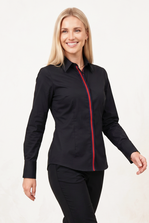 Cămașă elegantă de damă cu accent contrastant LARENTISA BLACK, Culoare: negru, IVET.RO - Reduceri de până la -80%