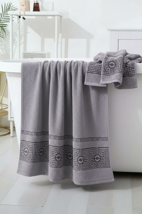 Prosop din frotir cu bordură decorativă și textură moale HAVLIANA GREY 70x140 cm, Culoare: gri, IVET.RO - Reduceri de până la -80%