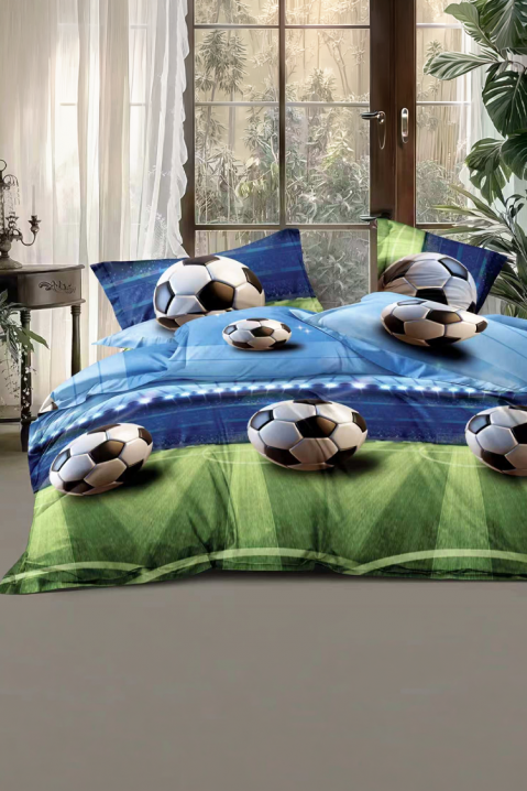 Set de lenjerie de pat în două piese cu imprimeu 3D teren de fotbal cu mingi KANTINA 140x200 cm, Culoare: multicolor, IVET.RO - Reduceri de până la -80%