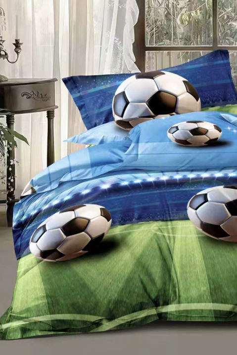 Set de lenjerie de pat în două piese cu imprimeu 3D teren de fotbal cu mingi KANTINA 140x200 cm, Culoare: multicolor, IVET.RO - Reduceri de până la -80%