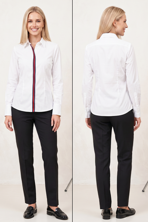 Cămașă elegantă de damă cu accent contrastant LARENTISA WHITE, Culoare: alb, IVET.RO - Reduceri de până la -80%
