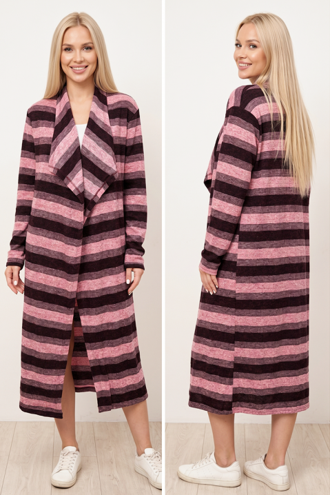 Cardigan lung cu dungi contrastante ZELIE BORDO, Culoare: multicolor, IVET.RO - Reduceri de până la -80%