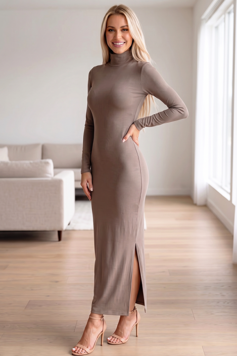 Rochie elegantă cu linie simplă MELODIE CAPPUCCINO, Culoare: mocca, IVET.RO - Reduceri de până la -80%