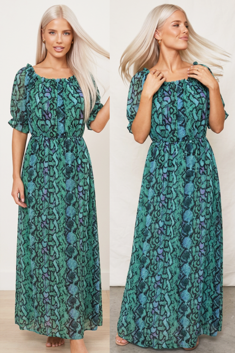 Rochie lungă cu print geometric și croială lejeră RAMIRIA TURQUA, Culoare: turcoaz, IVET.RO - Reduceri de până la -80%
