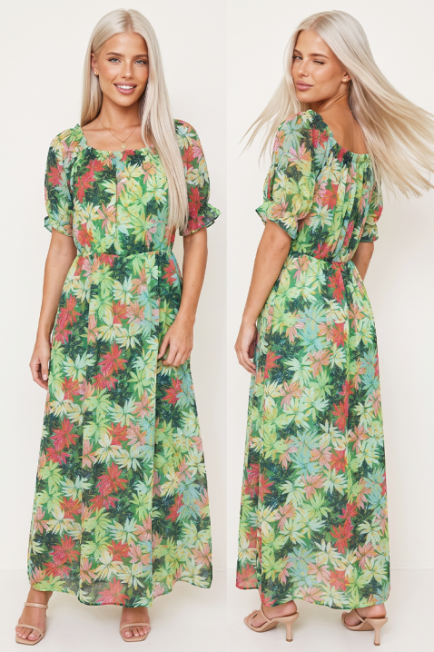 Rochie lungă cu print geometric și croială lejeră RAMIRIA GREEN, Culoare: verde, IVET.RO - Reduceri de până la -80%