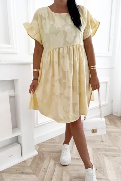 Rochie scurtă lejeră cu floral print, buzunare și mâneci cu detalii MAJESTICA YELLOW, Culoare: galben, IVET.RO - Reduceri de până la -80%