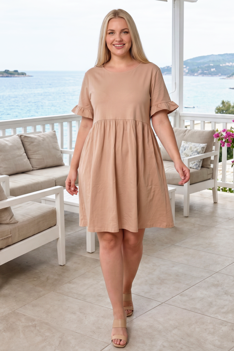 Rochie de vară cu mâneci scurte și volane fine LIBRESA BEIGE, Culoare: bej, IVET.RO - Reduceri de până la -80%
