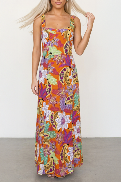 Rochie maxi cu imprimeu tropical și bretele late TROPIKANA ORANGE, Culoare: portocaliu, IVET.RO - Reduceri de până la -80%