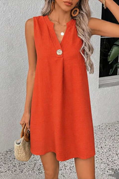 Rochie scurtă cu croială lejeră și decolteu în V cu nasture decorativ TAILORNIA RED, Culoare: roșu, IVET.RO - Reduceri de până la -80%