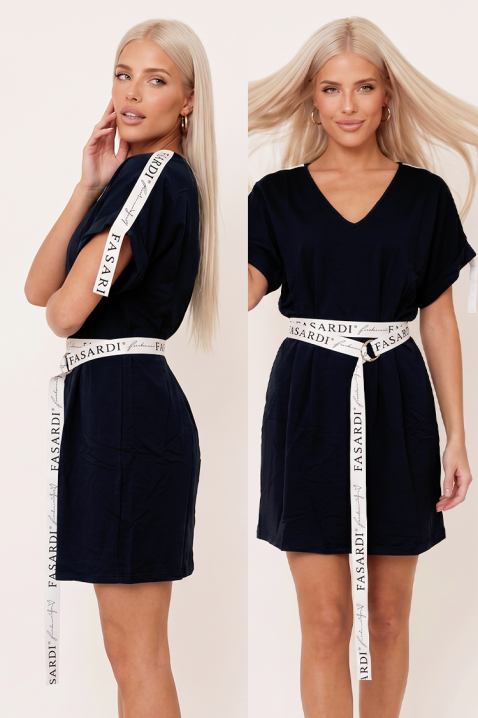 Rochie sport-elegantă scurtă cu decolteu în V și benzi decorative VARELINA BLACK, Culoare: negru, IVET.RO - Reduceri de până la -80%