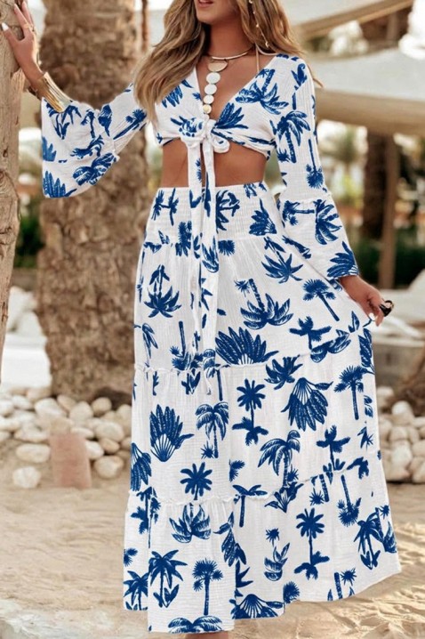 Set de damă cu top cu legare și fustă maxi aerisită RAMORIA BLUE, Culoare: albastru, IVET.RO - Reduceri de până la -80%