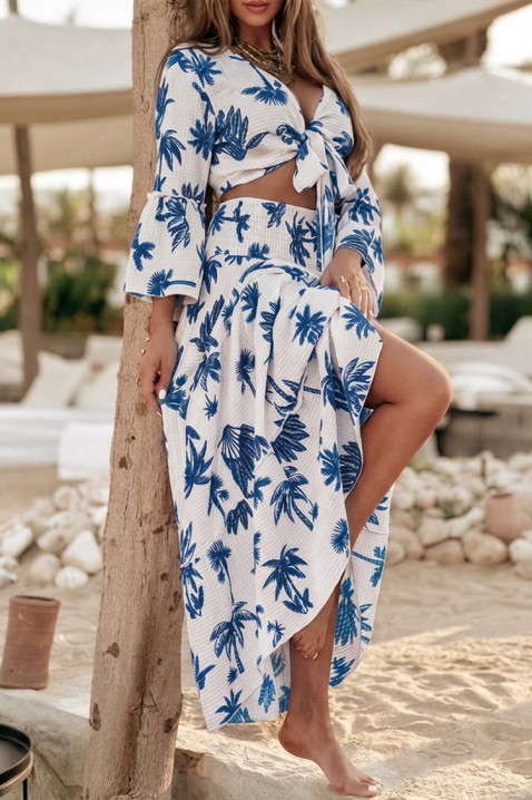 Set de damă cu top cu legare și fustă maxi aerisită RAMORIA BLUE, Culoare: albastru, IVET.RO - Reduceri de până la -80%