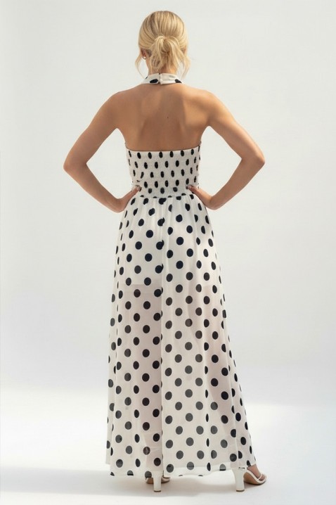 Rochie lungă, vaporoasă, cu buline și decolteu american TENESIANA WHITE, Culoare: alb, IVET.RO - Reduceri de până la -80%