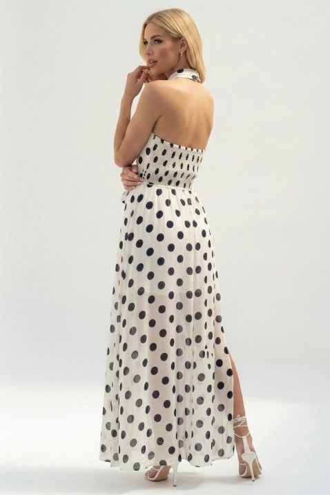 Rochie lungă, vaporoasă, cu buline și decolteu american TENESIANA WHITE, Culoare: alb, IVET.RO - Reduceri de până la -80%
