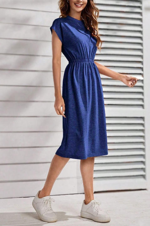 Rochie midi, cu mâneci scurte și talie elastică CALIMBRIA NAVY, Culoare: bleumarin, IVET.RO - Reduceri de până la -80%