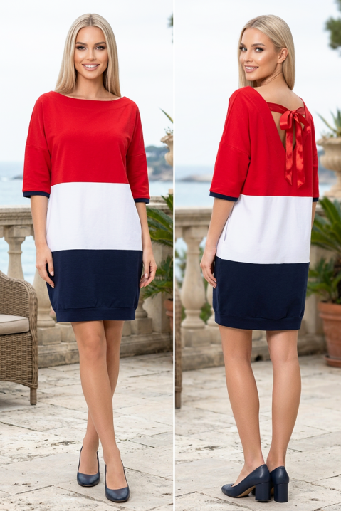 Rochie sport-elegantă cu fundă la spate ROLYTA RED, Culoare: multicolor, IVET.RO - Reduceri de până la -80%