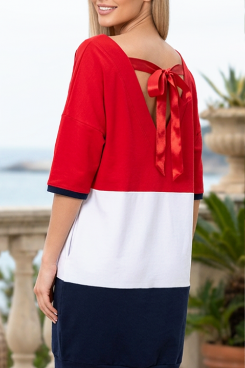 Rochie sport-elegantă cu fundă la spate ROLYTA RED, Culoare: multicolor, IVET.RO - Reduceri de până la -80%