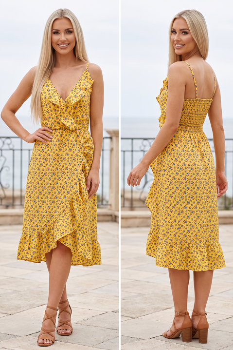 Rochie vaporoasă cu volane și boho floral print SAINA YELLOW, Culoare: galben, IVET.RO - Reduceri de până la -80%
