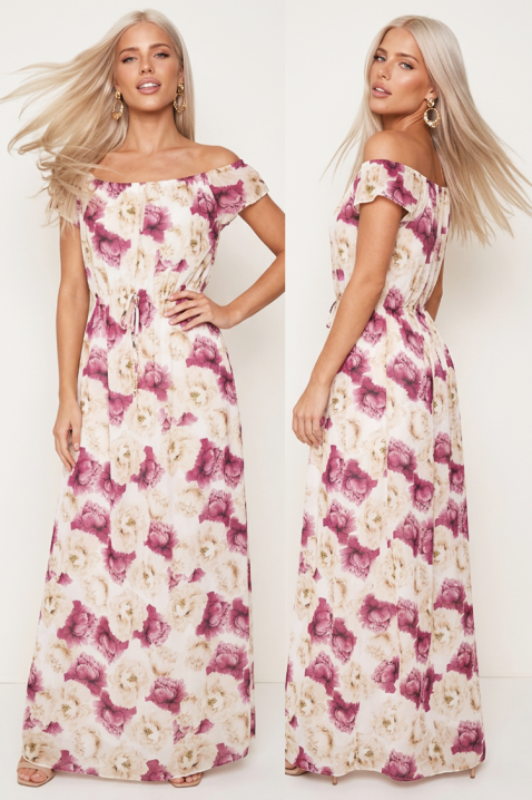 Rochie florală cu umeri decupați și talie accentuată OLIVETE, Culoare: multicolor, IVET.RO - Reduceri de până la -80%
