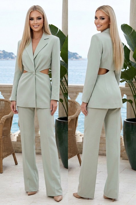 Sacou elegant, alungit, cu rever și talie decupată AVERENZA MINT, Culoare: mentă, IVET.RO - Reduceri de până la -80%