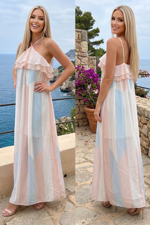 Rochie lungă cu bretele subțiri, volane și croială lejeră CALERIVA, Culoare: multicolor, IVET.RO - Reduceri de până la -80%