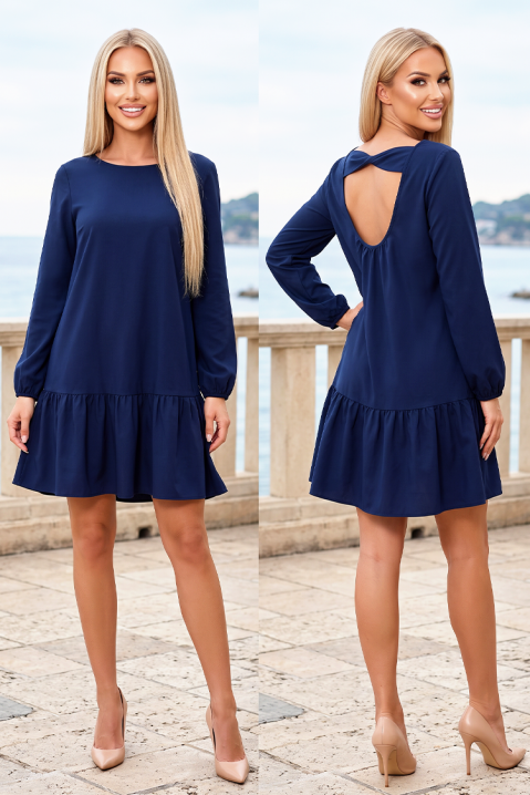 Rochie bleumarin cu spate decupat și siluetă diafană JAUNY NAVY, Culoare: bleumarin, IVET.RO - Reduceri de până la -80%