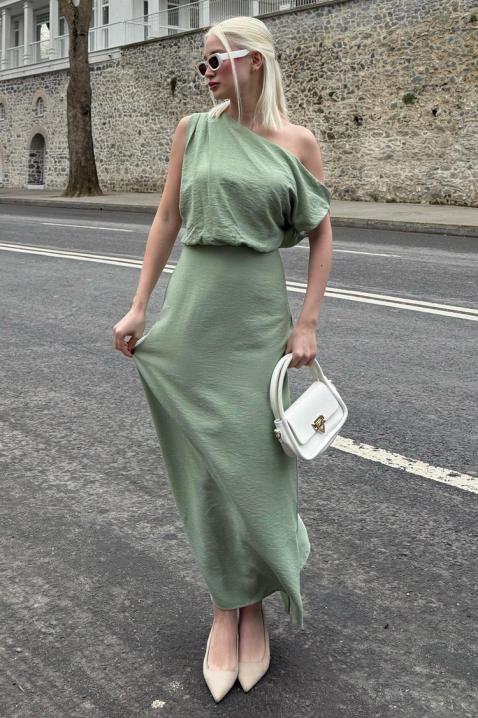 Rochie elegantă asimetrică cu un umăr JOZETE MINT, Culoare: mentă, IVET.RO - Reduceri de până la -80%