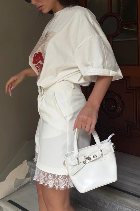Pantaloni scurți de damă cu dantelă delicată MITSY, Culoare: alb, IVET.RO - Reduceri de până la -80%