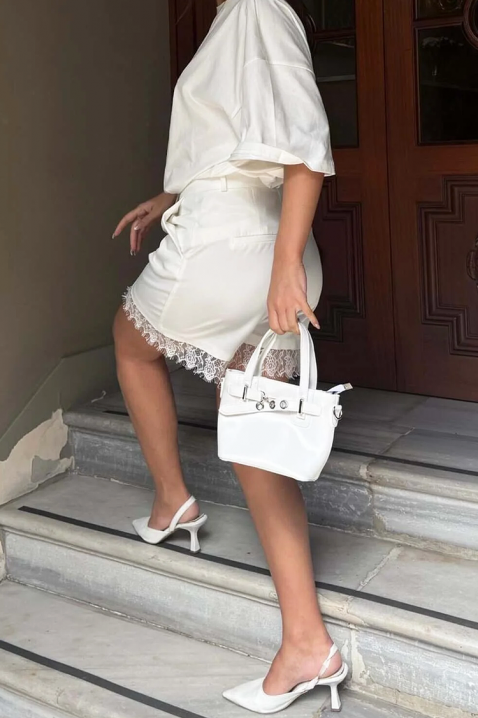 Pantaloni scurți de damă cu dantelă delicată MITSY, Culoare: alb, IVET.RO - Reduceri de până la -80%