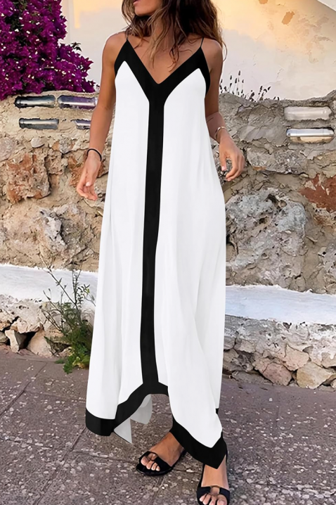 Rochie maxi lejeră cu bordură în contrast HRISIENA, Culoare: alb, IVET.RO - Reduceri de până la -80%