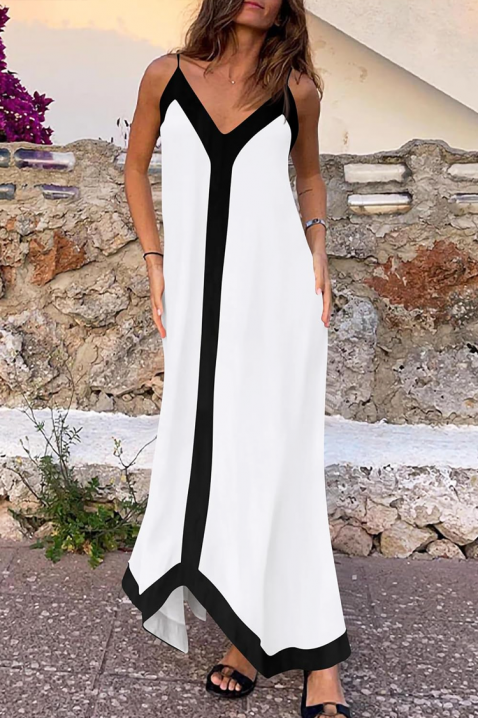 Rochie maxi lejeră cu bordură în contrast HRISIENA, Culoare: alb, IVET.RO - Reduceri de până la -80%