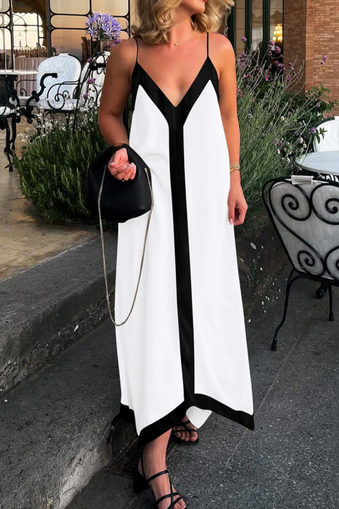 Rochie maxi lejeră cu bordură în contrast HRISIENA, Culoare: alb, IVET.RO - Reduceri de până la -80%