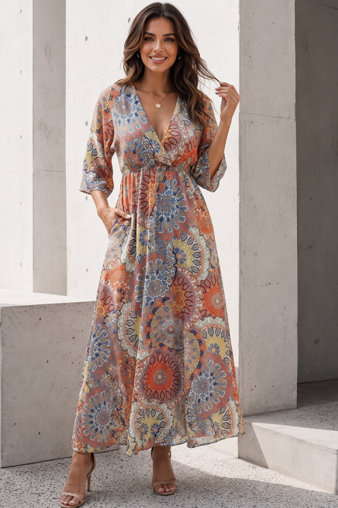 Rochie maxi vaporoasă cu imprimeu artistic JENELIA, Culoare: multicolor, IVET.RO - Reduceri de până la -80%