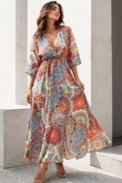 Rochie maxi vaporoasă cu imprimeu artistic JENELIA, Culoare: multicolor, IVET.RO - Reduceri de până la -80%